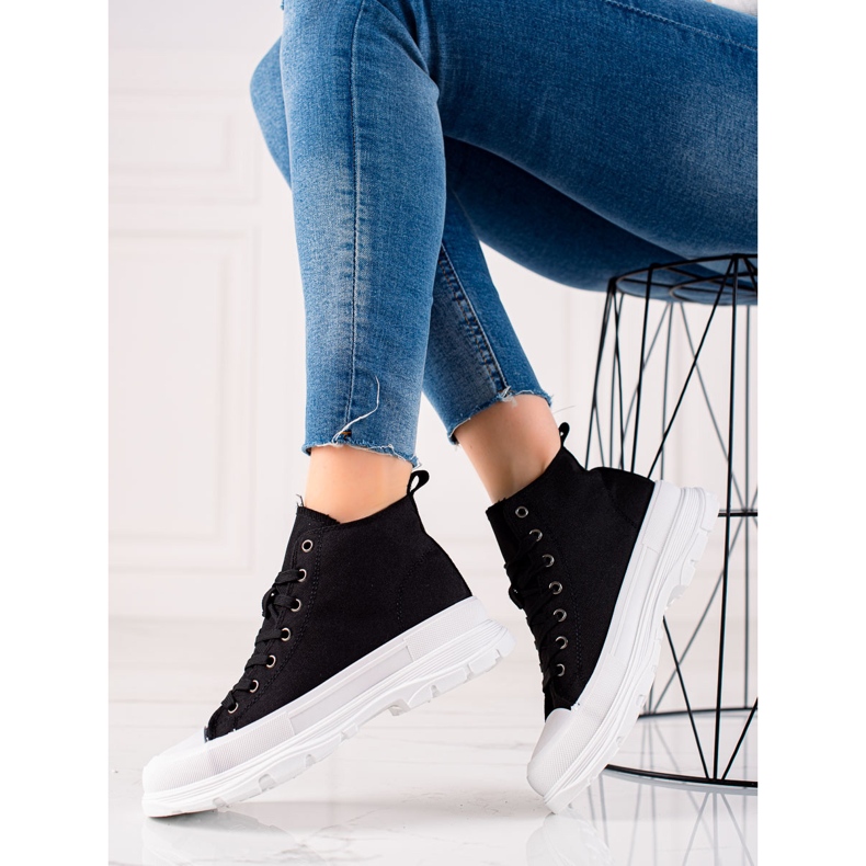 Forever Folie Adidași negri pe platformă negru 1