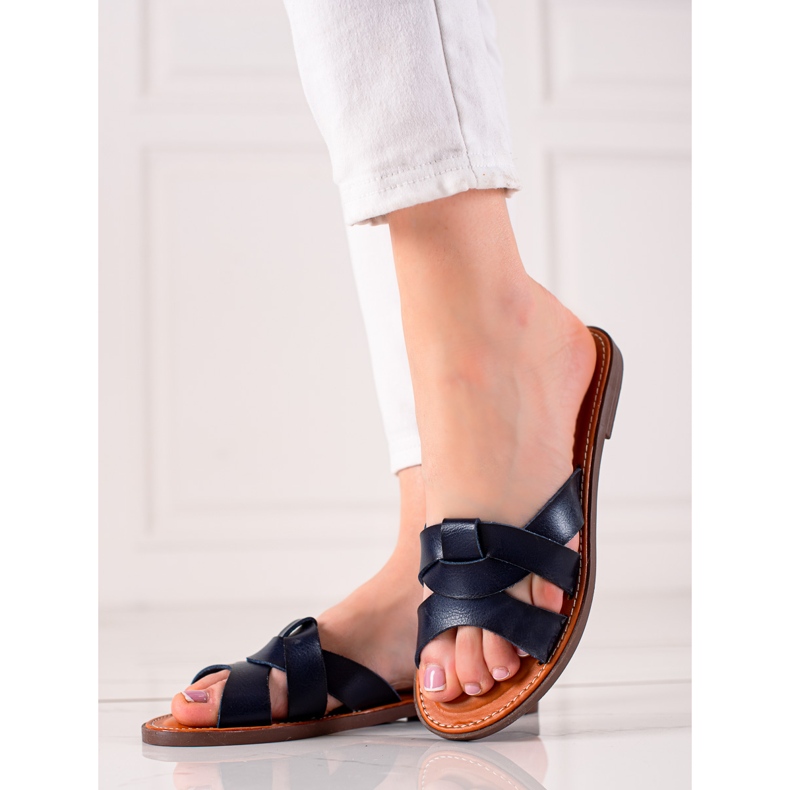 TRENDI Papuci casual albastru bleumarin albastru marin 1