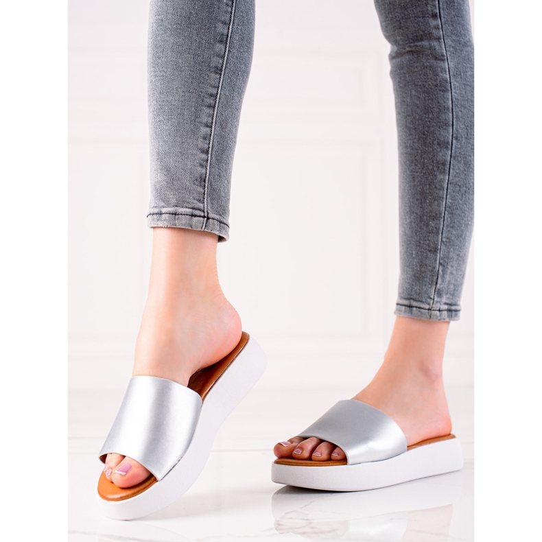 Encor Papuci Argintii Pe Platformă 1