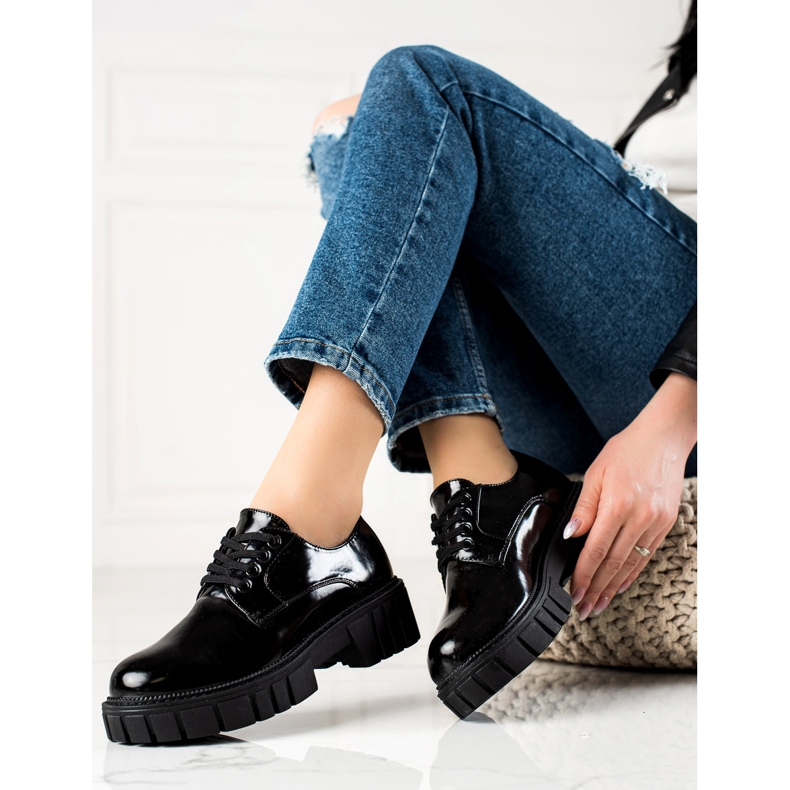 Pantofi negri pe platforma La.Fi negru 1