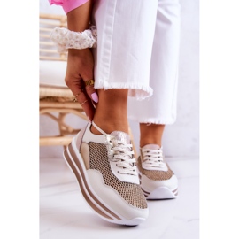 S.Barski Pantofi sport damă pantofi alb și auriu Bourne de aur 1