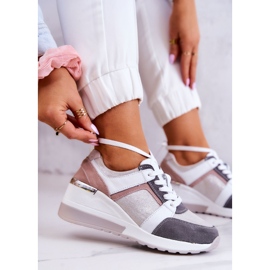 S.Barski Pantofi sport din piele Pantofi sport cu pană Elissa argintiu-gri roz 1