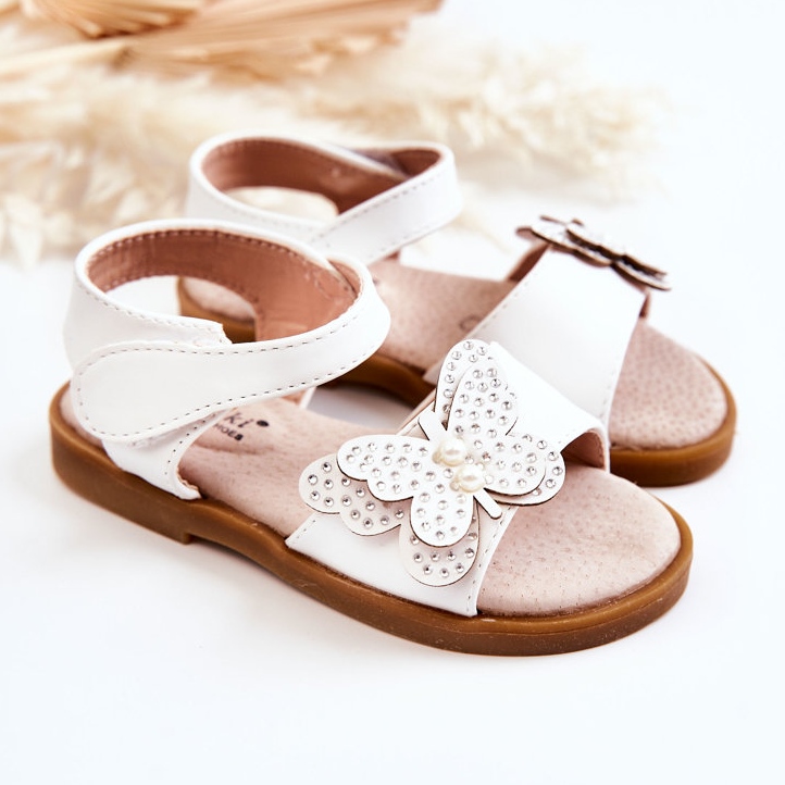 S.Barski Sandale Fluture Piele Copii Albe Rolly 1