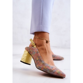 Pompe din piele intoarsa pe un post Maciejka 05427-39 Multicolor galben 3