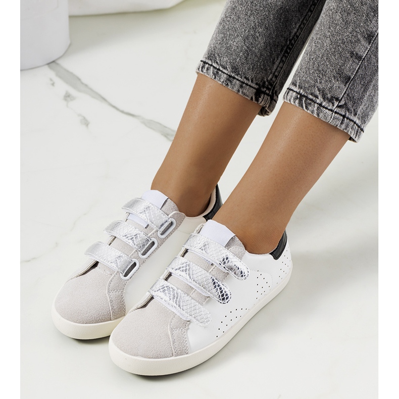 Tenisi Surrey albi de damă negru argint gri 1