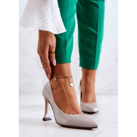 S.Barski Stiletts din piele la modă Gri deschis Tamira 1