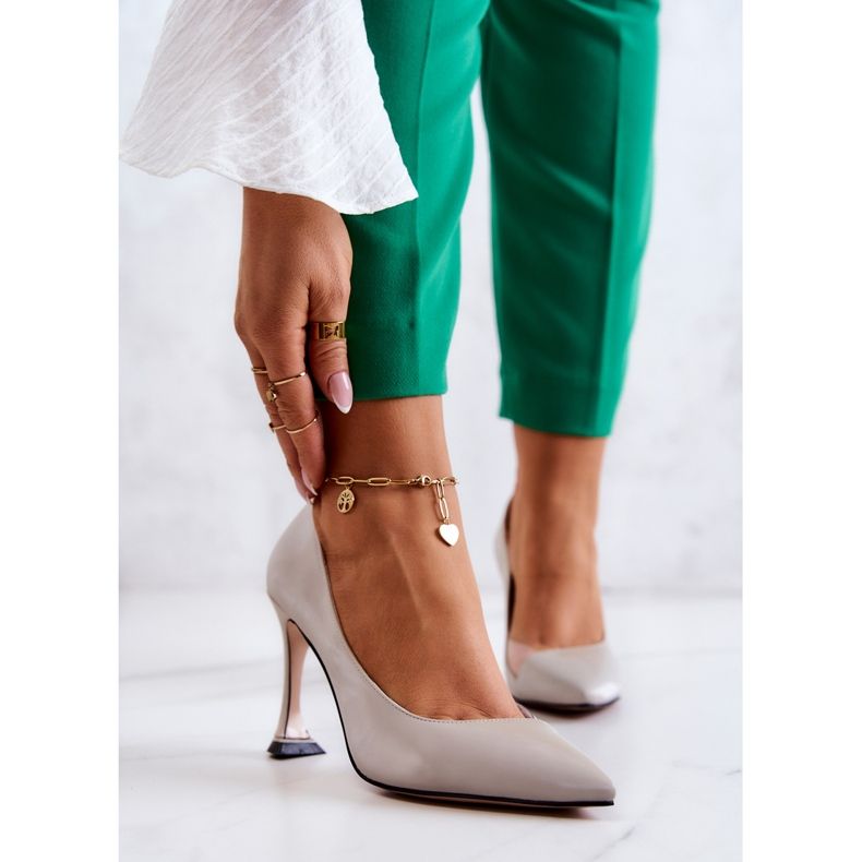 S.Barski Stiletts din piele la modă Gri deschis Tamira 1