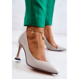 S.Barski Stiletts din piele la modă Gri deschis Tamira 2