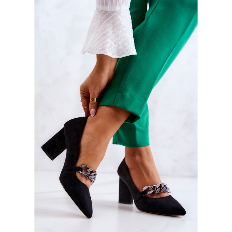 S.Barski Pompe din piele intoarsa cu un lant Negru Alamoss 2