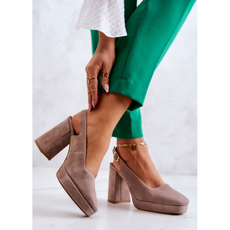 Pompe din piele intoarsa Maciejka 05441-10 Bej 2