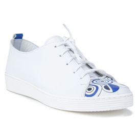 Filippo 10102 Zara Pantofi Albi + Imprimeu Albastru 1