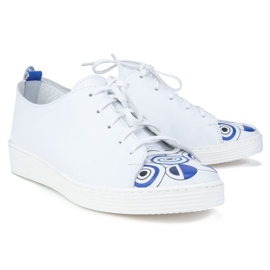 Filippo 10102 Zara Pantofi Albi + Imprimeu Albastru 2