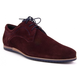 Pantofi Filippo 731 Bordo velur cu perforare roșu 1