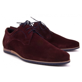 Pantofi Filippo 731 Bordo velur cu perforare roșu 2