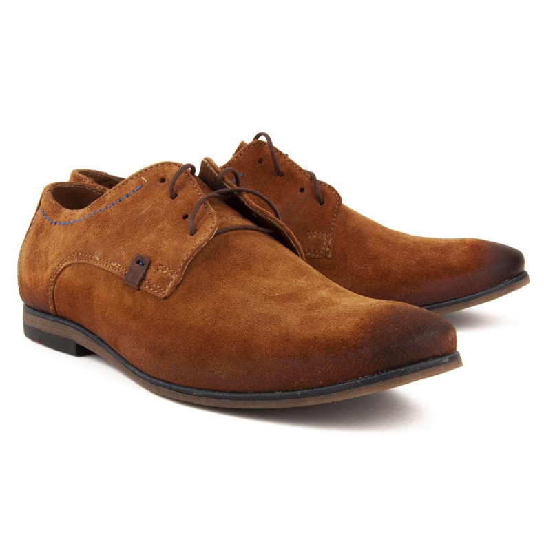 Pantofi din piele Filippo 239 velur roșu maro 2