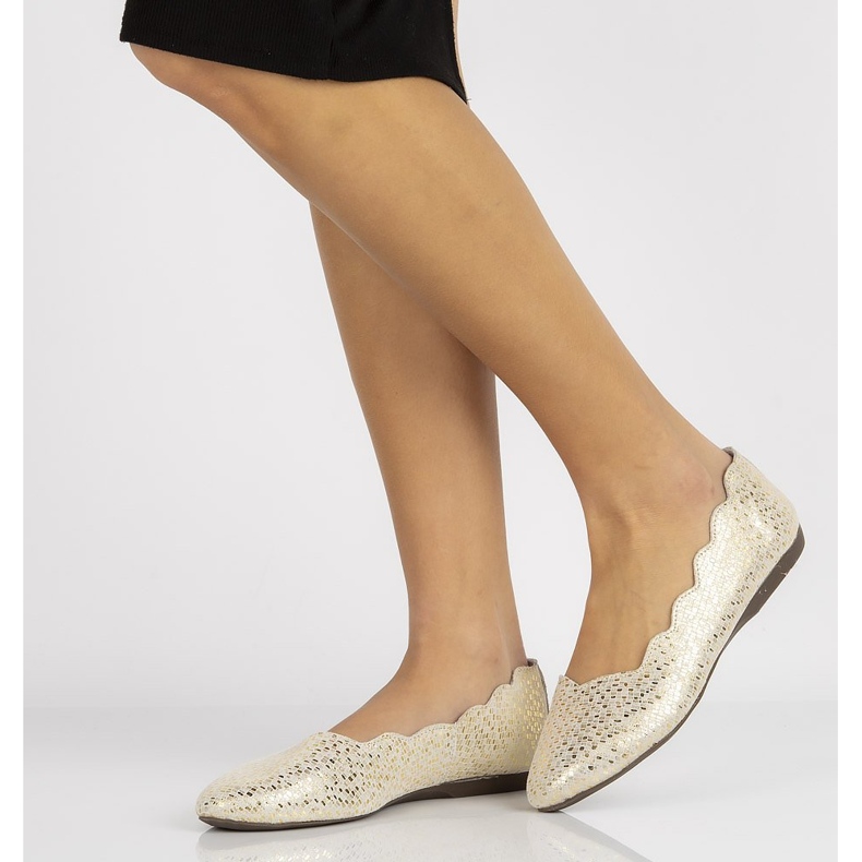 Balerini din piele Filippo DP1336 / 20 Go golden de aur galben 1