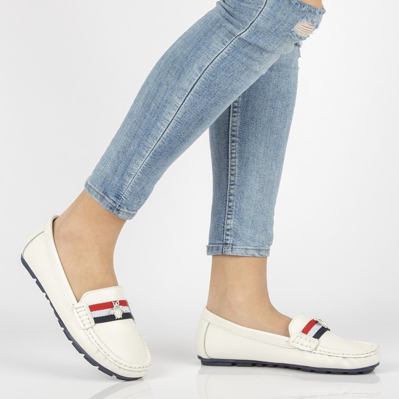 Mocasini din piele Filippo DP1406 / 20 Wh alb 2