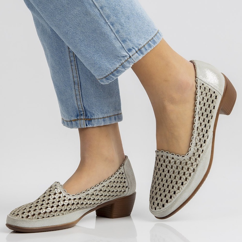 Pantofi din piele Filippo DP748 / 20 Si argintiu 2