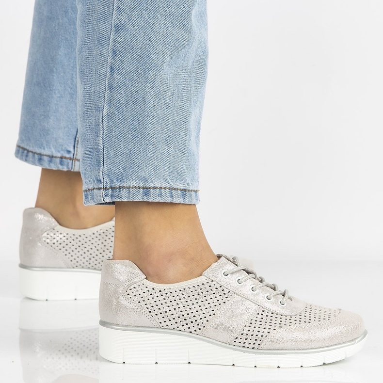 Pantofi din piele Filippo DP028 / 20 Si argintiu gri 2