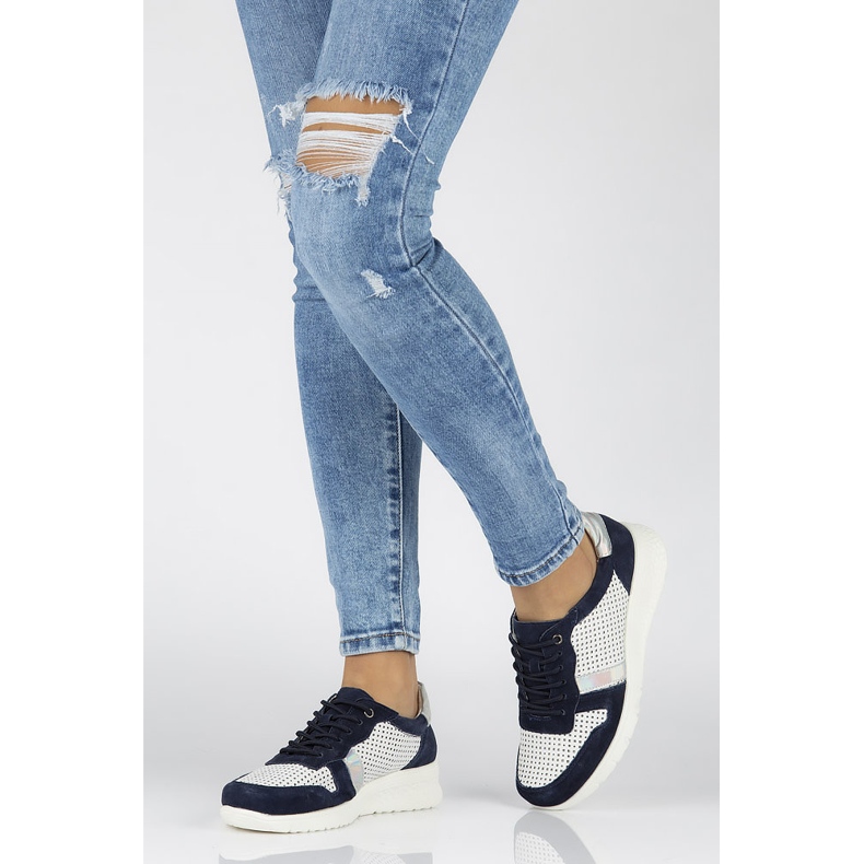 Pantofi Filippo DP1389 / 20 Wh Nv White Navy alb albastru marin galben 1