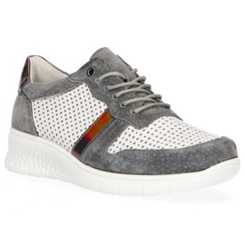 Pantofi din piele Filippo DP1389 / 20 Wh Gr Grey alb gri galben 2