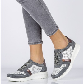 Pantofi din piele Filippo DP1389 / 20 Wh Gr Grey alb gri galben 1