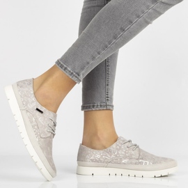 Pantofi din piele Filippo DP1383 / 20 Gr gri bej roz 1