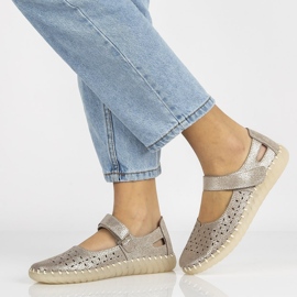 Pantofi din piele Filippo DP1262 / 20 Si argintiu 1