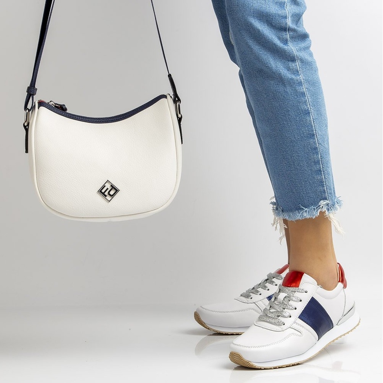 Pantofi din piele Filippo DP1265 / 20 Wh Nv alb albastru marin galben 1