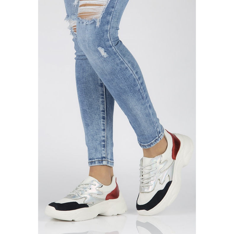 Tenisi din piele Filippo DP1410 / 20 Wh Rd alb roșu 1