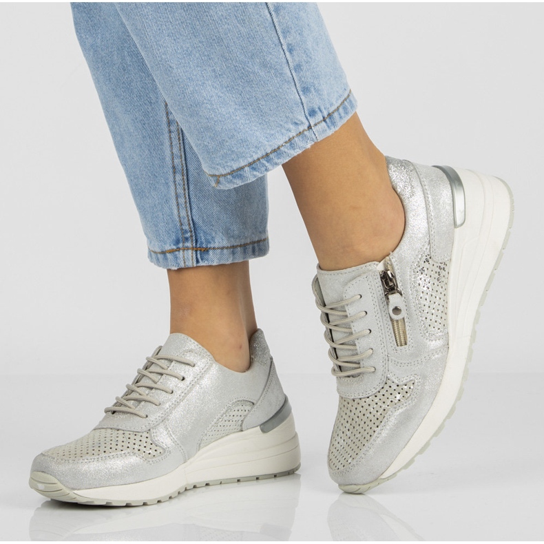 Tenisi din piele Filippo DP1423 / 20 Si argintiu albastru marin 1