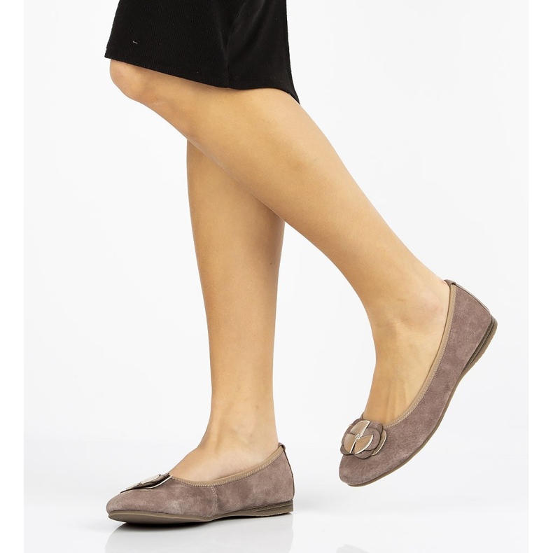 Balerini piele Filippo DP1216 / 20 Sd nisip bej maro 2