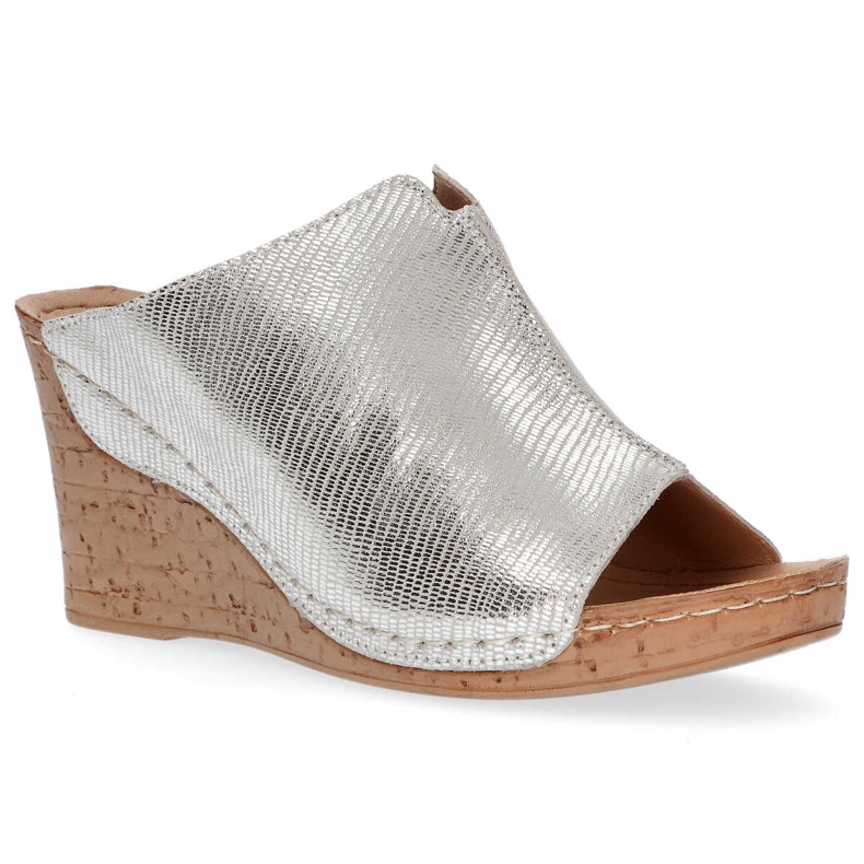 Papuci din piele Filippo DK786 / 20 Si argintiu 2