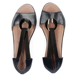 Sandale din piele Filippo DS096 / 17 Sl Nv argintiu negru albastru marin 2