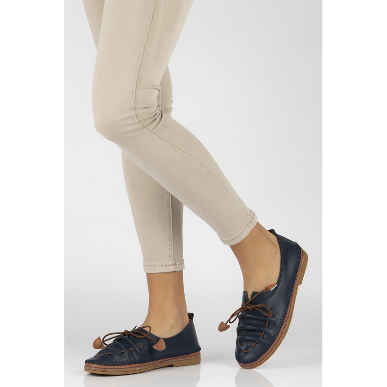 Pantofi din piele Filippo DP2058 / 21 Nv bleumarin albastru marin 1