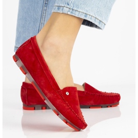 Mocasini din piele Filippo DP2037 / 21 Rd rosii roșu 1