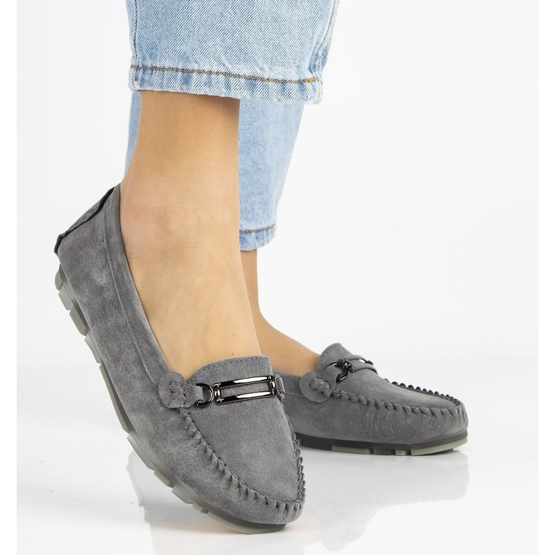 Mocasini din piele Filippo DP1202 / 21 Gr gri 2