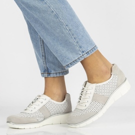 Pantofi din piele Filippo DP028 / 21 Wh alb siret 3