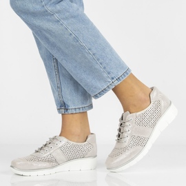 Pantofi din piele Filippo DP028 / 21 Si argintiu siret 3