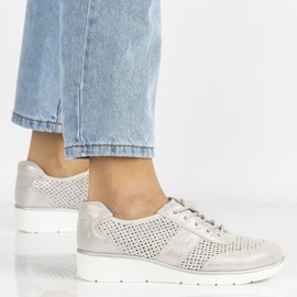 Pantofi din piele Filippo DP028 / 21 Si argintiu siret 4