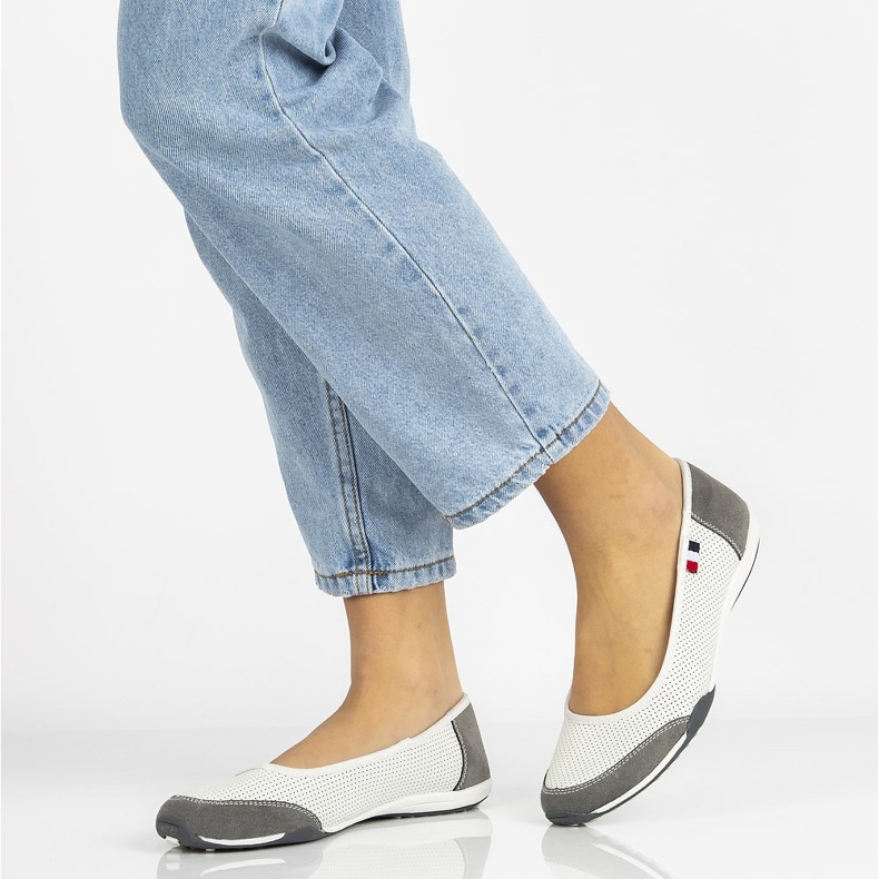 Pantofi din piele Filippo DP142 / 21 Wh Gr alb-gri 2