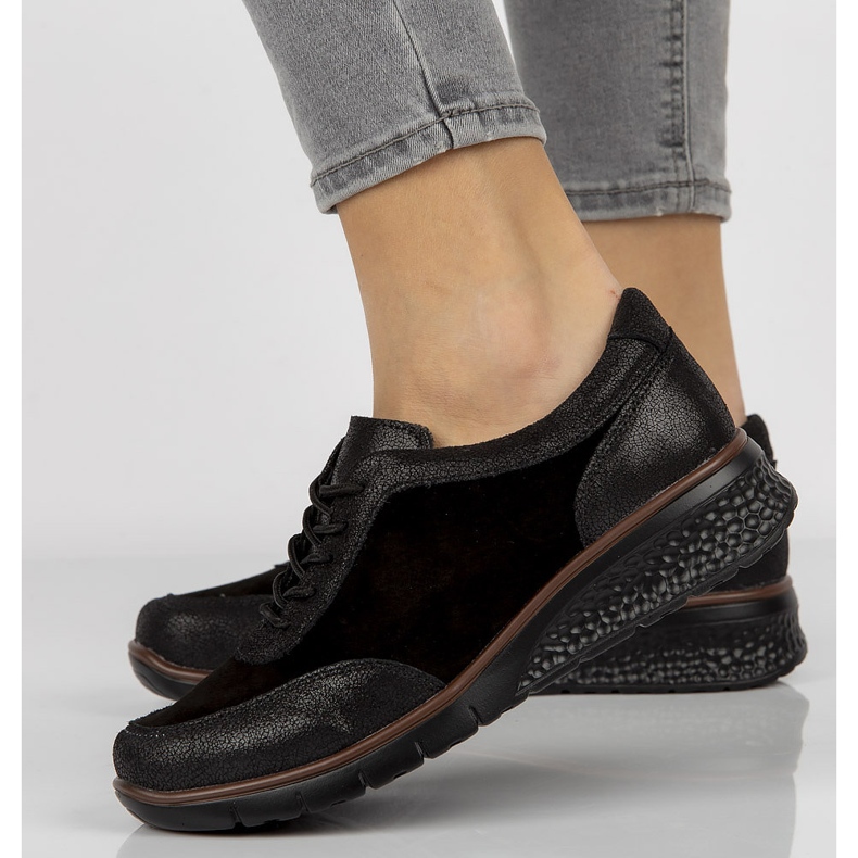 Pantofi din piele Filippo DP1509 / 21 Bk negru 2