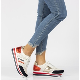 Tenisi din piele Filippo DP1414 / 21 Wh alb roșu albastru marin 2