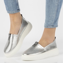 Slip-on din piele Filippo DP2027 / 21 Si argintiu 1