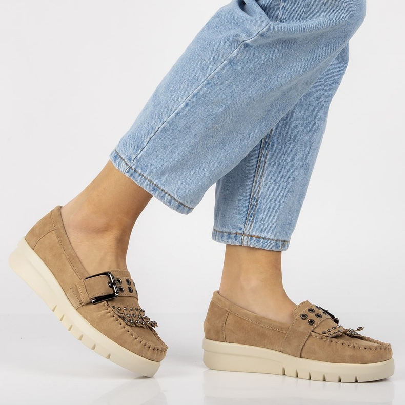 Mocasini din piele Filippo DP2029 / 21 Be beige bej 1