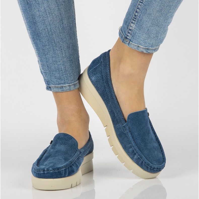 Mocasini din piele Filippo DP2031 / 21 Bl albastru 1