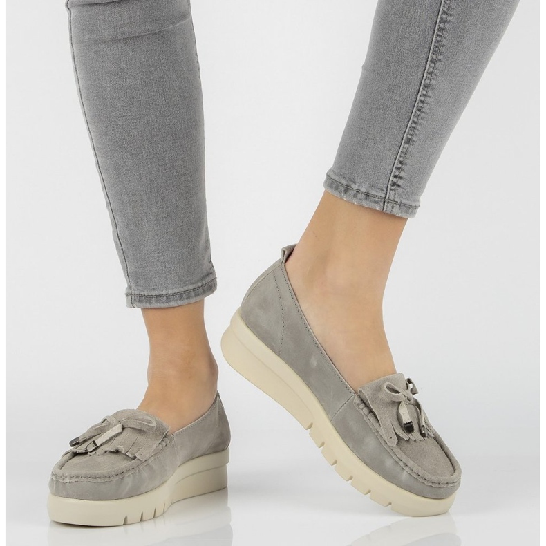 Mocasini din piele Filippo DP2030 / 21 Gr gri 2 Mocasini din piele Filippo DP2030 / 21 Gr gri 2