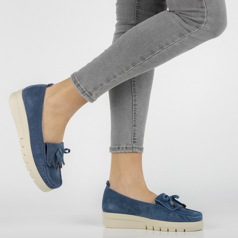 Mocasini din piele Filippo DP2030 / 21 Bl albastru 1