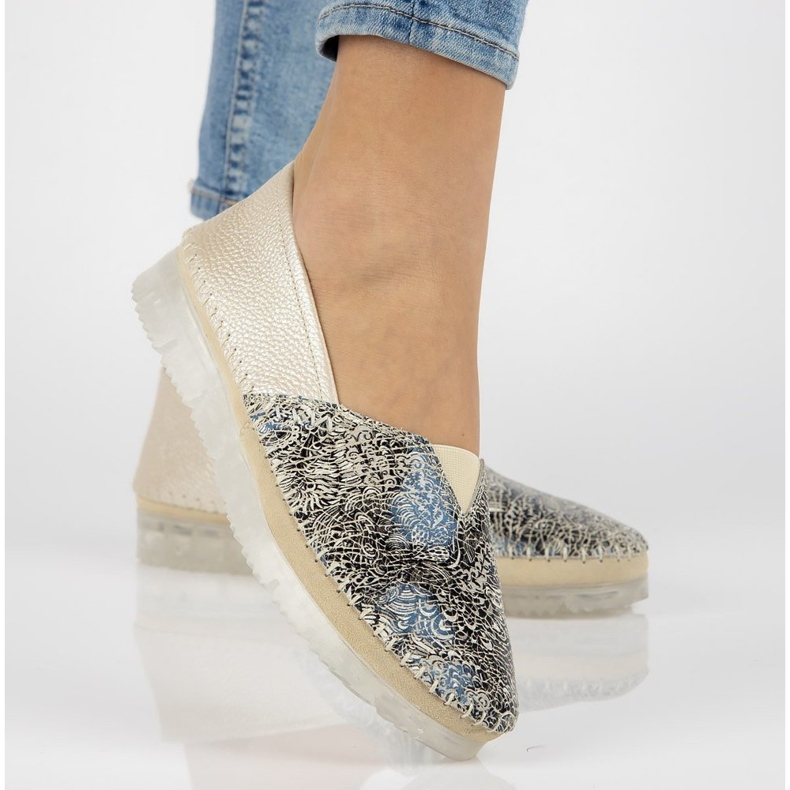 Pantofi din piele Filippo DP2147 / 21 Be beige bej multicolor 2