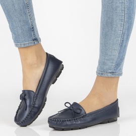 Mocasini din piele Filippo DP004 / 21 Nv bleumarin albastru marin 1